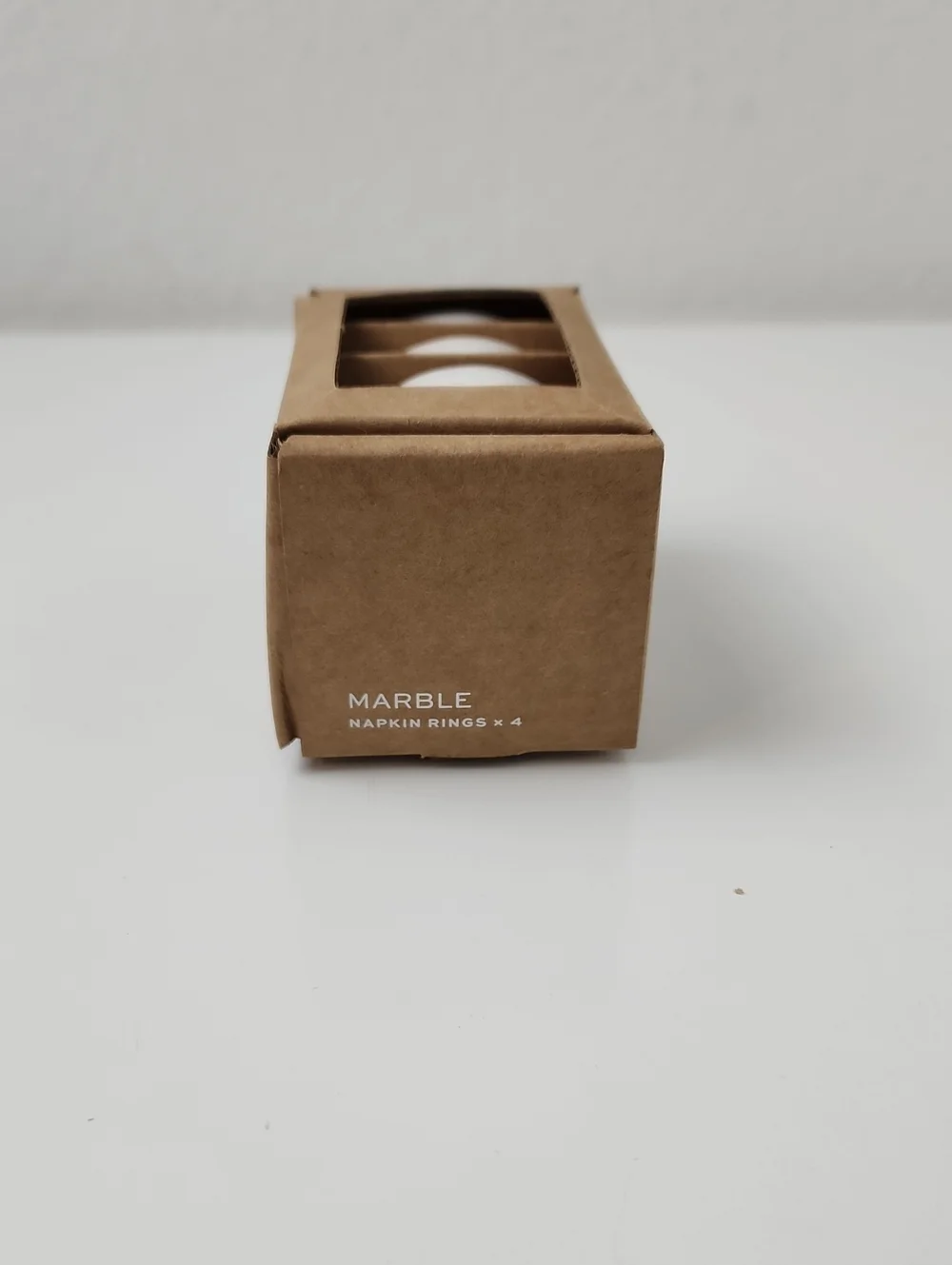 Pottery Barn Handcrafted Thin Marble Napkin Rings - Set of 4 Off White